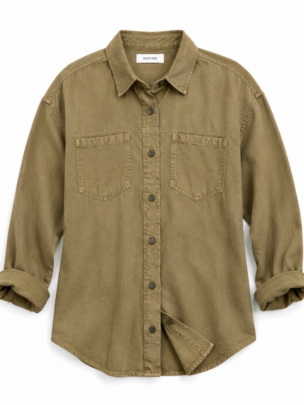 MOTHER The Piece of Work Utility Shacket NWT XL Olive Linen Lyocell Oversized